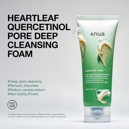 Anua Heartleaf Quercetin Pore Deep Cleansing Foam | Gentle Cleansing for Acne-Prone Skin