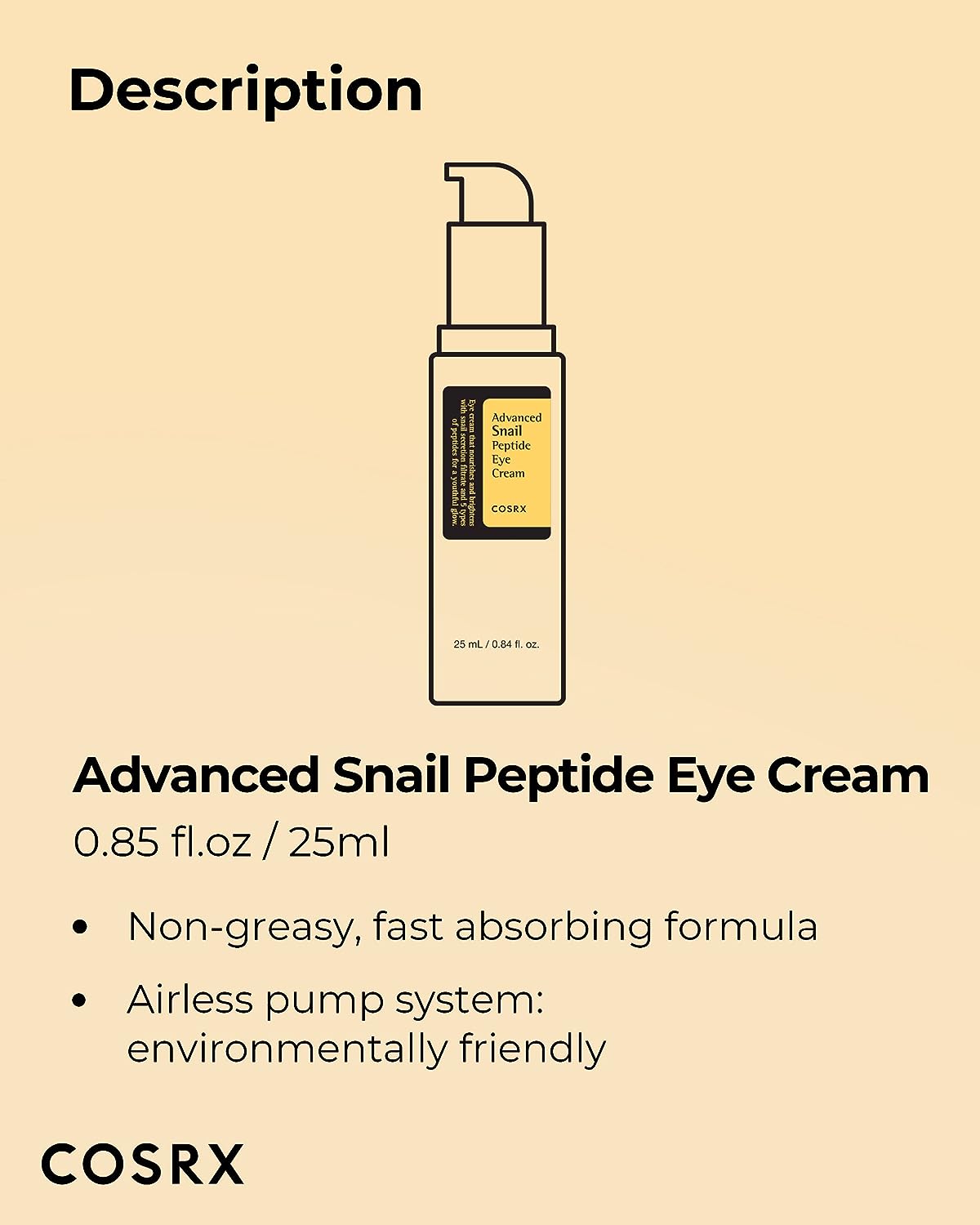 COSRX Advanced Snail Peptide Eye Cream | Brighten, Hydrate, and Rejuvenate Your Eyes